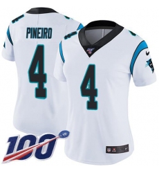 Women's Nike Carolina Panthers #4 Eddy Pineiro White Stitched NFL 100th Season Vapor Untouchable Limited Jersey