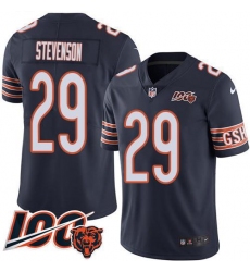 Men's Nike Chicago Bears #29 Tyrique Stevenson Navy Blue Team Color Stitched NFL 100th Season Vapor Limited Jersey