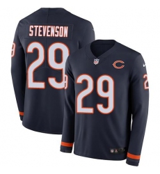 Men's Nike Chicago Bears #29 Tyrique Stevenson Navy Blue Team Color Stitched NFL Limited Therma Long Sleeve Jersey