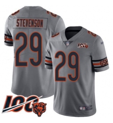 Men's Nike Chicago Bears #29 Tyrique Stevenson Silver Stitched NFL Limited Inverted Legend 100th Season Jersey