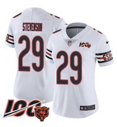 Women's Nike Chicago Bears #29 Tyrique Stevenson White Stitched NFL 100th Season Vapor Limited Jersey