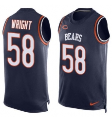 Men's Nike Chicago Bears #58 Darnell Wright Navy Blue Team Color Stitched NFL Limited Tank Top Jersey