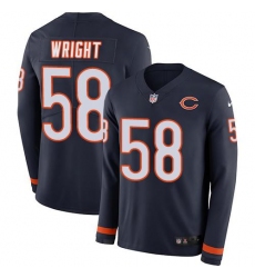 Men's Nike Chicago Bears #58 Darnell Wright Navy Blue Team Color Stitched NFL Limited Therma Long Sleeve Jersey