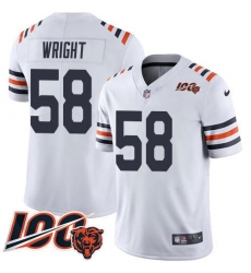 Men's Nike Chicago Bears #58 Darnell Wright White Alternate Stitched NFL Vapor Untouchable Limited 100th Season Jersey