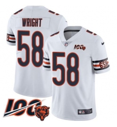 Men's Nike Chicago Bears #58 Darnell Wright White Stitched NFL 100th Season Vapor Untouchable Limited Jersey