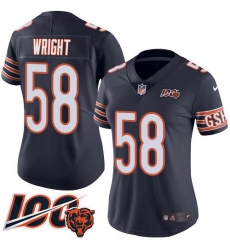 Women's Nike Chicago Bears #58 Darnell Wright Navy Blue Team Color Stitched NFL 100th Season Vapor Limited Jersey