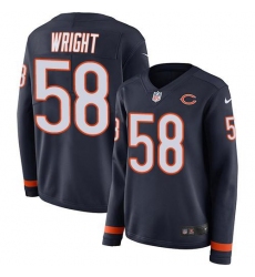 Women's Nike Chicago Bears #58 Darnell Wright Navy Blue Team Color Stitched NFL Limited Therma Long Sleeve Jersey