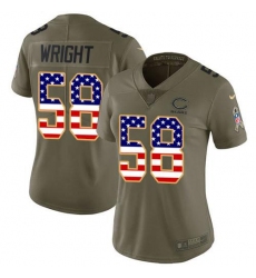 Women's Nike Chicago Bears #58 Darnell Wright Olive USA Flag Stitched NFL Limited 2017 Salute To Service Jersey