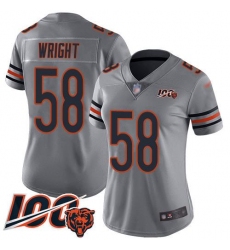 Women's Nike Chicago Bears #58 Darnell Wright Silver Stitched NFL Limited Inverted Legend 100th Season Jersey