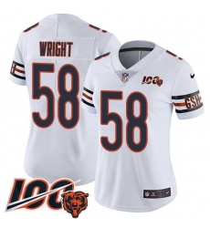 Women's Nike Chicago Bears #58 Darnell Wright White Alternate Stitched NFL Vapor Untouchable Limited 100th Season Jersey