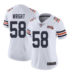 Women's Nike Chicago Bears #58 Darnell Wright White Stitched NFL 100th Season Vapor Limited Jersey