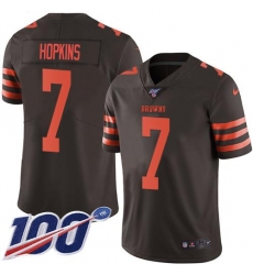 Men's Nike Cleveland Browns #7 Dustin Hopkins Brown Stitched NFL Limited Rush 100th Season Jersey