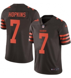 Men's Nike Cleveland Browns #7 Dustin Hopkins Brown Stitched NFL Limited Rush Jersey