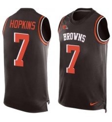 Men's Nike Cleveland Browns #7 Dustin Hopkins Brown Team Color Stitched NFL Limited Tank Top Jersey