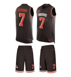 Men's Nike Cleveland Browns #7 Dustin Hopkins Brown Team Color Stitched NFL Limited Tank Top Suit Jersey