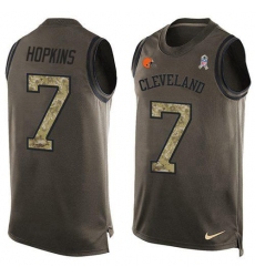 Men's Nike Cleveland Browns #7 Dustin Hopkins Green Stitched NFL Limited Salute To Service Tank Top Jersey