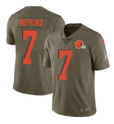 Men's Nike Cleveland Browns #7 Dustin Hopkins Olive Stitched NFL Limited 2017 Salute To Service Jersey