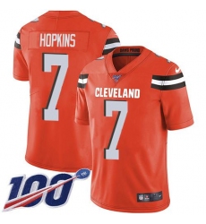 Men's Nike Cleveland Browns #7 Dustin Hopkins Orange Alternate Stitched NFL 100th Season Vapor Untouchable Limited Jersey