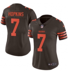 Women's Nike Cleveland Browns #7 Dustin Hopkins Brown Stitched NFL Limited Rush Jersey