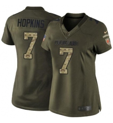 Women's Nike Cleveland Browns #7 Dustin Hopkins Green Stitched NFL Limited 2015 Salute To Service Jersey