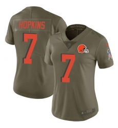 Women's Nike Cleveland Browns #7 Dustin Hopkins Olive Stitched NFL Limited 2017 Salute To Service Jersey