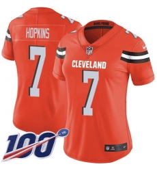 Women's Nike Cleveland Browns #7 Dustin Hopkins Orange Alternate Stitched NFL 100th Season Vapor Untouchable Limited Jersey