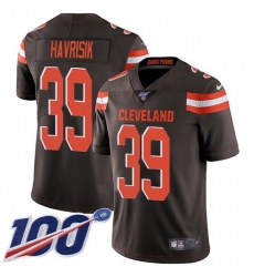 Men's Nike Cleveland Browns #39 Lucas Havrisik Brown Team Color Stitched NFL 100th Season Vapor Untouchable Limited Jersey