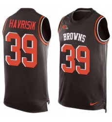 Men's Nike Cleveland Browns #39 Lucas Havrisik Brown Team Color Stitched NFL Limited Tank Top Jersey