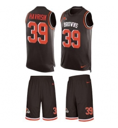 Men's Nike Cleveland Browns #39 Lucas Havrisik Brown Team Color Stitched NFL Limited Tank Top Suit Jersey