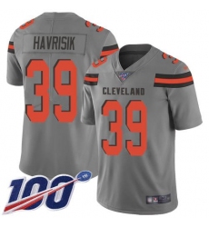 Men's Nike Cleveland Browns #39 Lucas Havrisik Gray Stitched NFL Limited Inverted Legend 100th Season Jersey