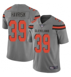 Men's Nike Cleveland Browns #39 Lucas Havrisik Gray Stitched NFL Limited Inverted Legend Jersey