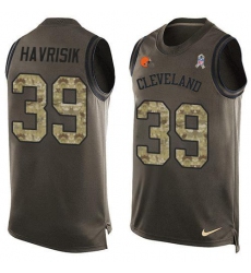 Men's Nike Cleveland Browns #39 Lucas Havrisik Green Stitched NFL Limited Salute To Service Tank Top Jersey