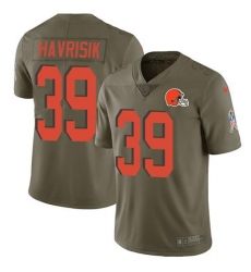 Men's Nike Cleveland Browns #39 Lucas Havrisik Olive Stitched NFL Limited 2017 Salute To Service Jersey