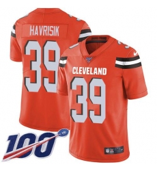 Men's Nike Cleveland Browns #39 Lucas Havrisik Orange Alternate Stitched NFL 100th Season Vapor Untouchable Limited Jersey