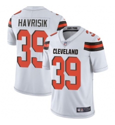 Men's Nike Cleveland Browns #39 Lucas Havrisik White Stitched NFL Vapor Untouchable Limited Jersey