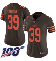 Women's Nike Cleveland Browns #39 Lucas Havrisik Brown Stitched NFL Limited Rush 100th Season Jersey