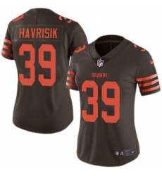 Women's Nike Cleveland Browns #39 Lucas Havrisik Brown Stitched NFL Limited Rush Jersey