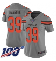 Women's Nike Cleveland Browns #39 Lucas Havrisik Gray Stitched NFL Limited Inverted Legend 100th Season Jersey