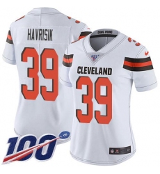 Women's Nike Cleveland Browns #39 Lucas Havrisik White Stitched NFL 100th Season Vapor Untouchable Limited Jersey