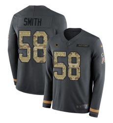 Men's Nike Dallas Cowboys #58 Mazi Smith Anthracite Salute To Service Stitched NFL Limited Therma Long Sleeve Jersey