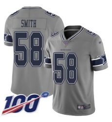 Men's Nike Dallas Cowboys #58 Mazi Smith Gray Stitched NFL Limited Inverted Legend 100th Season Jersey