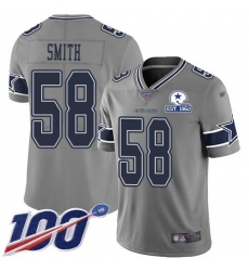 Men's Nike Dallas Cowboys #58 Mazi Smith Gray Stitched With Established In 1960 Patch NFL Limited Inverted Legend 100th Season Jersey