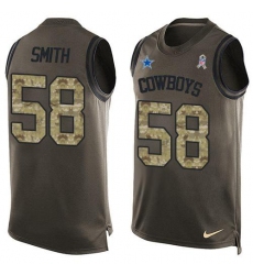 Men's Nike Dallas Cowboys #58 Mazi Smith Green Stitched NFL Limited Salute To Service Tank Top Jersey