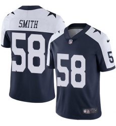 Men's Nike Dallas Cowboys #58 Mazi Smith Nave Blue Thanksgiving Stitched NFL Vapor Untouchable Limited Throwback Jersey