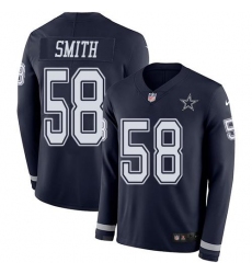 Men's Nike Dallas Cowboys #58 Mazi Smith Navy Blue Team Color Stitched NFL Limited Therma Long Sleeve Jersey