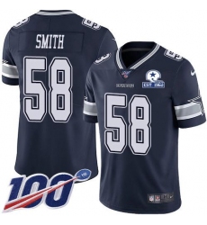 Men's Nike Dallas Cowboys #58 Mazi Smith Navy Blue Team Color Stitched With Established In 1960 Patch NFL 100th Season Vapor Untouchable Limited Jersey