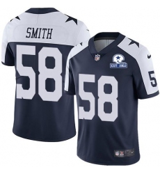 Men's Nike Dallas Cowboys #58 Mazi Smith Navy Blue Thanksgiving Stitched With Established In 1960 Patch NFL Vapor Untouchable Limited Throwback Jersey