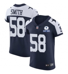 Men's Nike Dallas Cowboys #58 Mazi Smith Navy Blue Thanksgiving Stitched With Established In 1960 Patch NFL Vapor Untouchable Throwback Elite Jersey