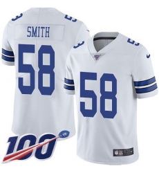 Men's Nike Dallas Cowboys #58 Mazi Smith White Stitched NFL 100th Season Vapor Untouchable Limited Jersey