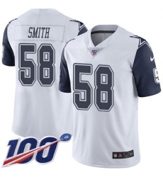 Men's Nike Dallas Cowboys #58 Mazi Smith White Stitched NFL Limited Rush 100th Season Jersey